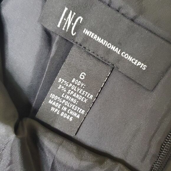 6 INC STRETCH CAREER POCKETS INTERNATIONAL CONCEPTS SKIRT GREEN BLACK MEDIUM - Picture 3 of 10